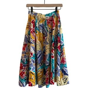 VINTAGE 80s Dior Floral Midi Skirt